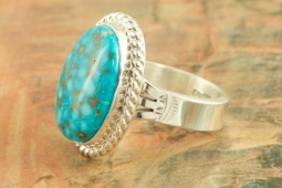 Genuine Kingman Web Turquoise Sterling Silver Navajo Ring
